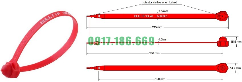 thông số seal niêm phong nhựa cố định BOMVIETNHAT Bulltip