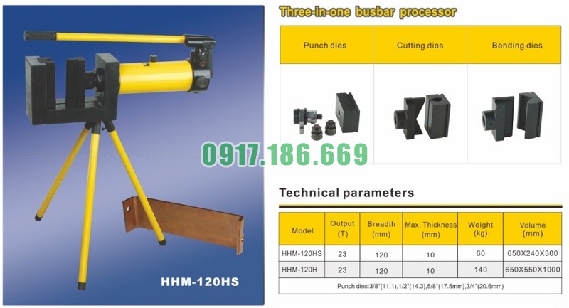 thông số kĩ thuật máy gia công thanh cái TLP HHM-120hs