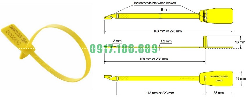 thông số seal niêm phong nhựa cố định BOMVIETNHAT Smartlock