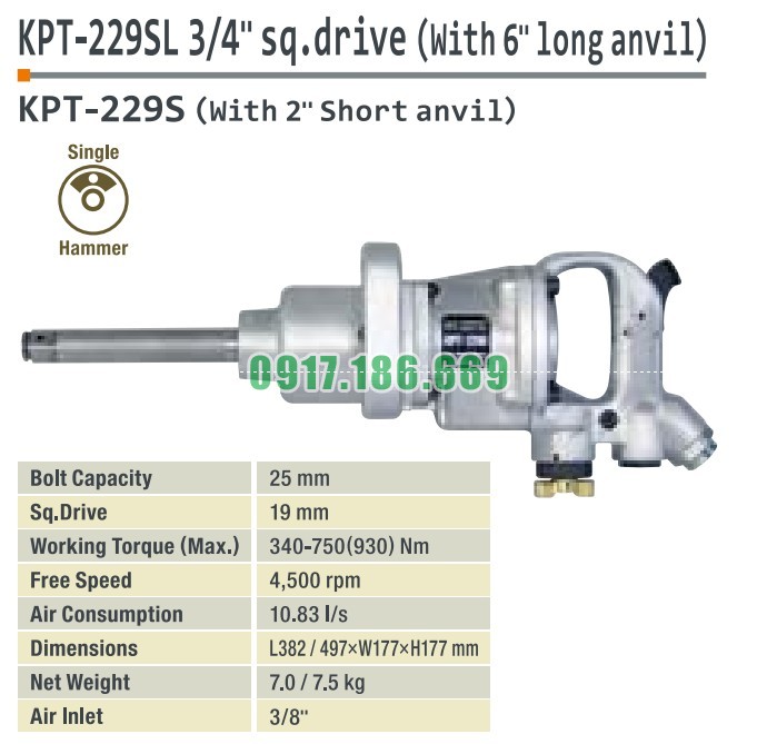 SÚNG XIẾT BU LÔNG 3/4 INCH KAWASAKI KPT-229SL