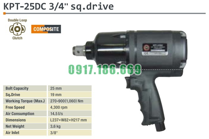 SÚNG XIẾT BU LÔNG 3/4 INCH KAWASAKI KPT-25DC