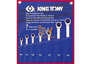 Bán 10-19mm bộ cờ lê vòng miệng 7 cái hệ mét Kingtony 12107MRN